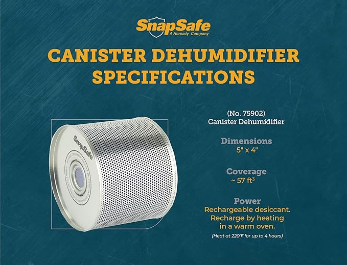 SnapSafe Reusable Canister Dehumidifier, 75902 - Portable, Easy to Use Moisture Absorbers for Gun Safes & Cabinets - Prevent Moisture Damage for Gun Safe Accessories, Firearms in Your Gun Vault - Image 3