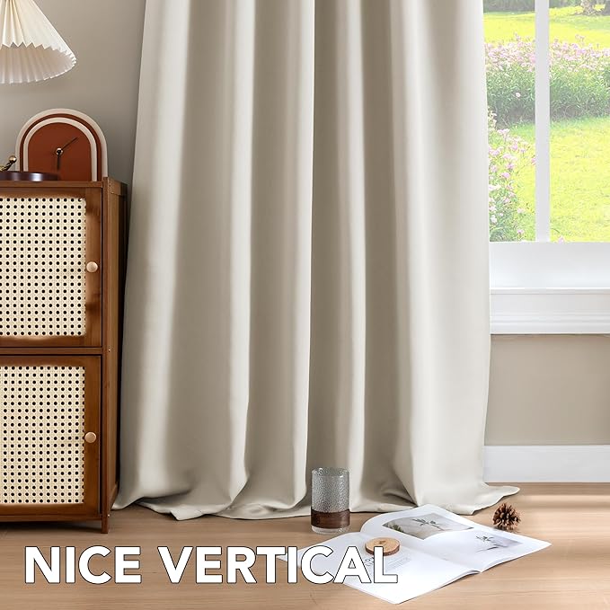 H.VERSAILTEX Light Reducing Curtains Thermal Insulated Window Treatment Panels Room Darkening Privacy Assured Drapes for Living Room Back Tab/Rod Pocket Bedroom Drapes 2 Panels, Ivory - 42 x 84 Inch - Image 9