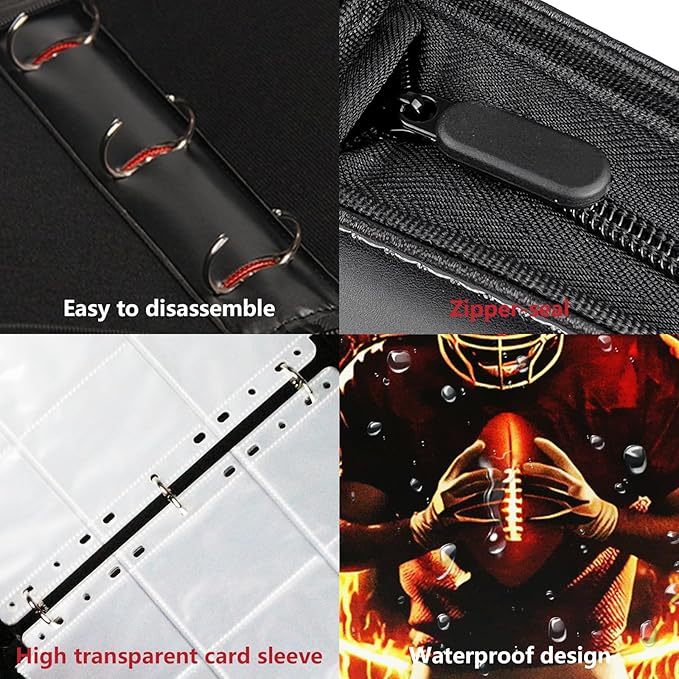 Football Card Binder, 2025 Sports Trading Card with Sleeves Holder Album, 900 Pockets Rugby Card Holder Sheets Display Storage Protectors for Collectors Boys and Girls Gift - Image 4