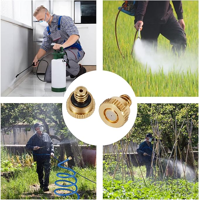 KUWAN 0.016" Orifice (0.4mm) Thread UNC 10/24 Brass Misting Nozzles Low Pressure Atomizing Misting Sprayer Water Hose Nozzle for Greenhouse, Landscaping, Outdoor Cooling Mister System (5PCS) - Image 7