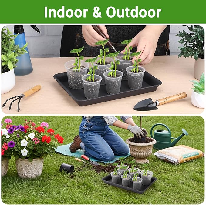 GREANER 3 Packs Plant Tray, 11 Inch Black Seed Starter Tray Rectangular, Heavy Sturdy Plant Saucer for Outdoors and Indoors Use - Image 7