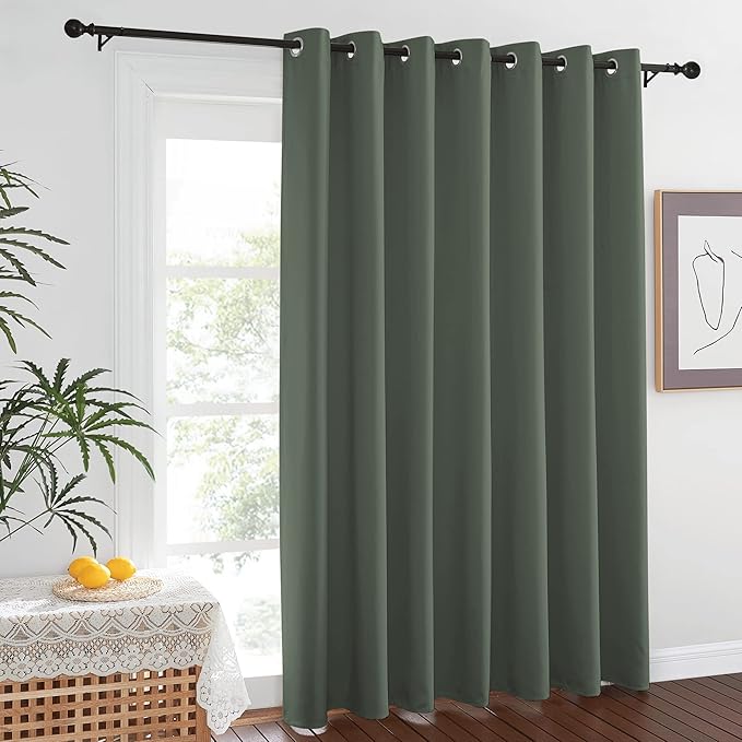 NICETOWN Ceiling Curtains, Room Divider Curtain Screen Partition, Vertical Blind for Sling Door, Blackout Window Curtain, Privacy Blind for Patio (Dark Mallard, Single Panel, 8.3ft Wide x 10ft Long) - Image 7