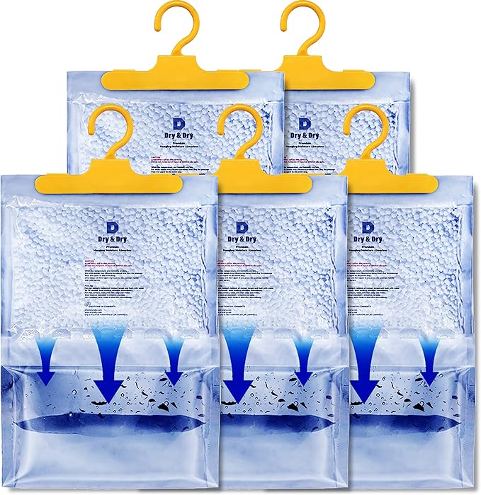 Dry & Dry 5 Pack[14 OZ] Premium Moisture Absorbers for Home, Basement & Bedroom - Small Dehumidifiers by DryDry