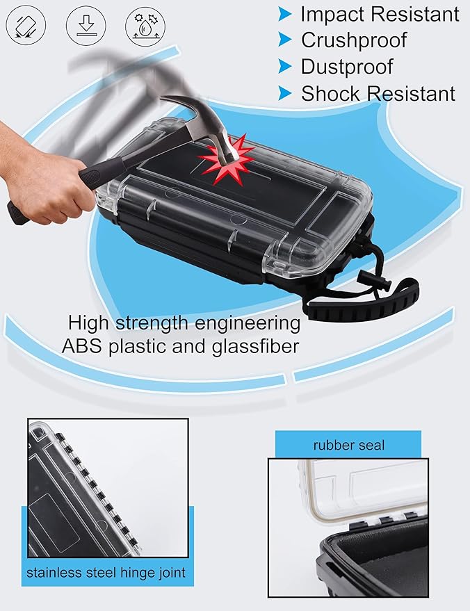 Hlotmeky Waterproof Dry Box for Kayaking, Boat, Phone - Small Container, Watertight Storage Case for Diving (Black) - Image 4