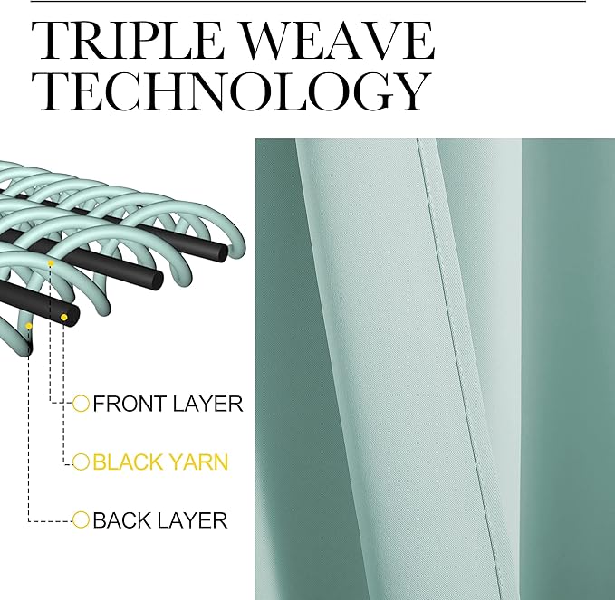 NICETOWN Bedroom Blackout Curtain Panel - (120 inches by 102 inch, Aqua Blue, 1 PC) Energy Saving Thermal Insulated Grommet Blackout Drapery for Patio, Room Divider Curtain - Image 3
