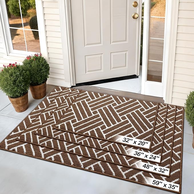 OLANLY Indoor Door Mat, 32x20 Inch, Dirt Resistant and Absorbent, Non-Slip Rubber Backing Floor Mats, Easy Clean Low-Profile Doormat for Entryway, Front Door, and Inside Entrance, Coffee - Image 7
