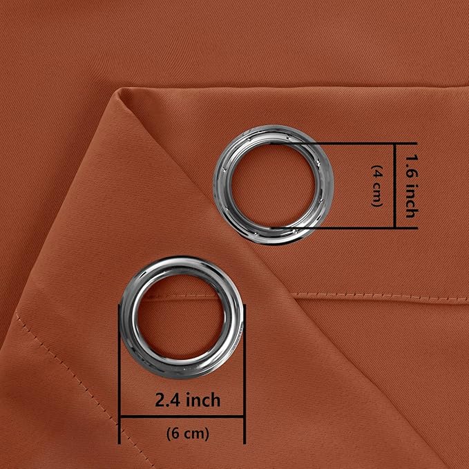 Hiasan Blackout Curtains for Bedroom, 60 x 63 Inches Length - Thermal Insulated & Light Blocking Window Curtains for Living Room/Kids Room Fall Decor, 2 Drape Panels Sewn with Tiebacks, Burnt Ochre - Image 8