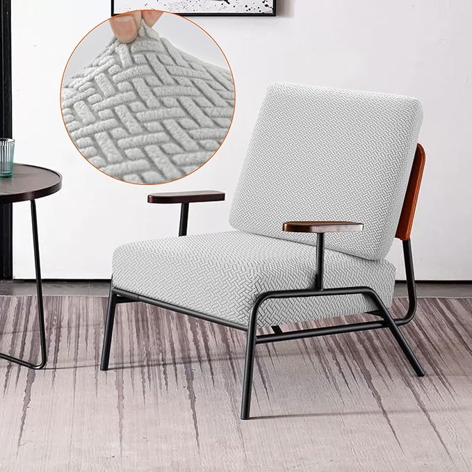 Fuloon Waterproof Couch Cushion Covers, Stretch Sofa Seat Cushion Slipcovers Solid Washable Furniture Protector Suitable for Armchair Loveseat Sofa (Light Grey, 2 Pieces) - Image 2