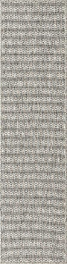 Unique Loom Collection Casual Transitional Solid Heathered Indoor/Outdoor Flatweave Area Rug (2' x 8' Runner, Light Gray/Ivory) - Image 9
