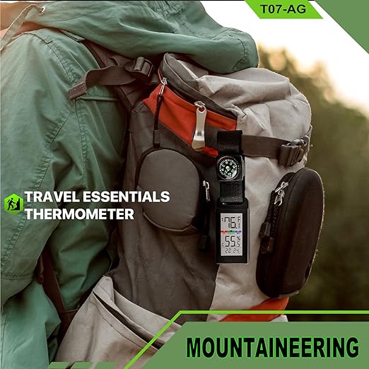 Indoor Outdoor Portable Thermometer Hygrometer with Accurate Temp & Humidity Detection Alarm Compass Crucial for a Comfortable Living Space, Camping, Workshop. Get it Now for a Controlled Environment - Image 2