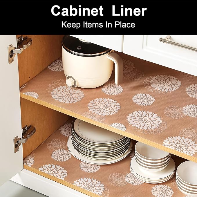 Cooyes Shelf Liners for Kitchen Cabinets Waterproof & Oil-Proof Kitchen Cupboard Mats Non-Slip Drawer Mats EVA Material Non Adhesive Fridge Liner for Shelves（11.8" W x 236" L） - Image 3