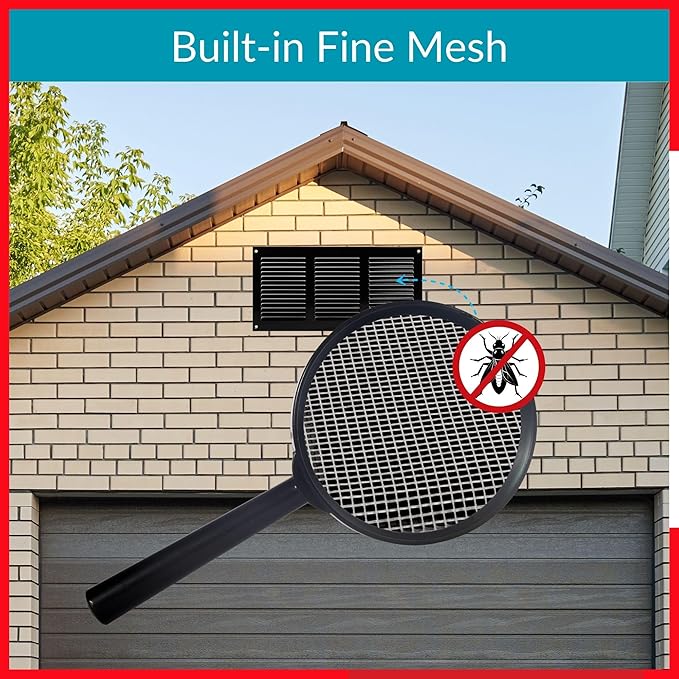 10x4 Vent Cover (Duct Opening) - Black HVAC Return Air Grille for Wall and Ceiling - Metal AC Vent Cover with Mesh - Rectangular Ventilation Register - External Dimensions: 11.81" W x 5.91" H - Image 5