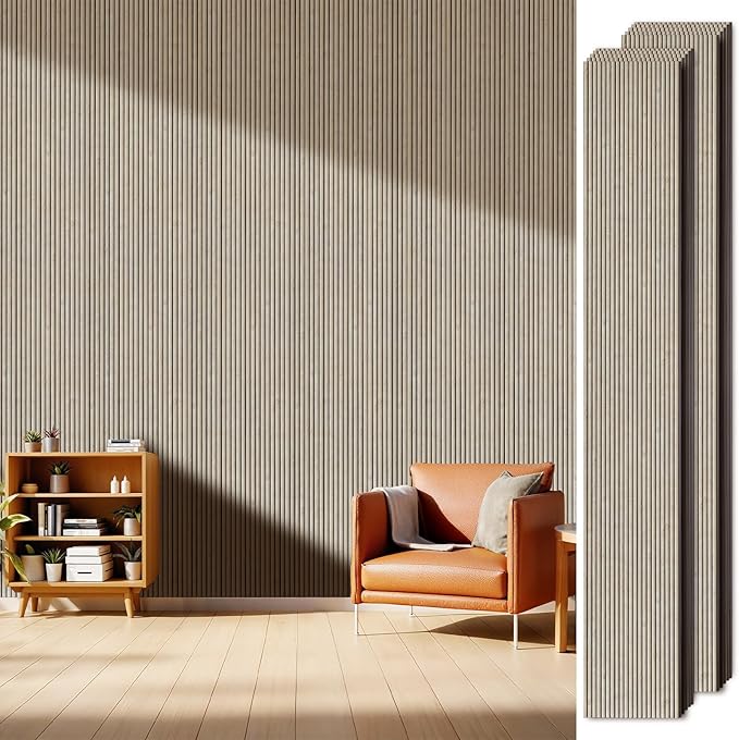 PS Wall Panels for Interior Wall Decor, 20-Pack 78.74×11.81 in., Covers 129.16 sq.ft, Lightweight Wall Panels, Glue-On Wall Covering Panels-White Oak by LARWORKS