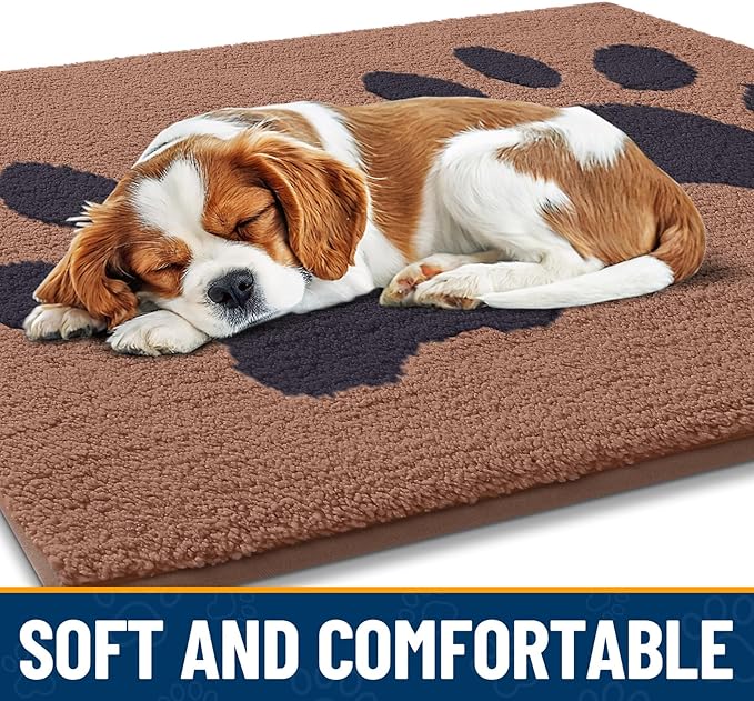 Smiry Dog Door Mat for Muddy Paws, Absorbs Moisture and Dirt, Low-Profile Entryway Mat with Non-Slip Backing, Entry Indoor Outdoor Doormat for Inside Floor (36x24 Inches, Camel and Black, Paw) - Image 4