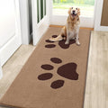 Smiry Dog Door Mat for Muddy Paws, Absorbs Moisture and Dirt, Low-Profile Entryway Mat with Non-Slip Backing, Entry Indoor Outdoor Doormat for Inside Floor (59x24 Inches, Beige, Paw) by Smiry
