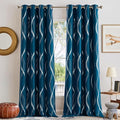 NICETOWN Moroccan Blue Blackout Curtains 84 inch Long for Living Room, Art Decor Scandinavian Style for Festival Wave Line Foil Print Design Drapes for Wall Cover, W52 x L84, 2 Panels by NICETOWN