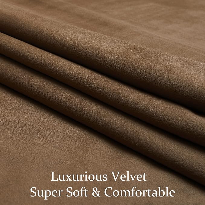 BULBUL Brown Velvet Curtains 96 inches: Luxury Elegant Living Room Curtain - Blackout Modern Thermal Insulated Soundproof Privacy Room Darkening Floor to Ceiling Soft Drapes for Bedroom Set of 2 - Image 5