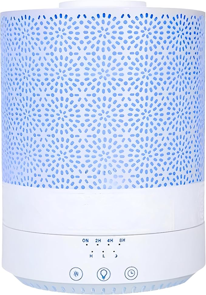 BlueHills 2500 ML XL Essential Oil Diffuser Aroma Humidifier with Timer for Large Home Decor Baby Rooms Big Huge 2.5 L Capacity Long Run Color Changing Lights Decorative Design High Mist White- F002 by BlueHills
