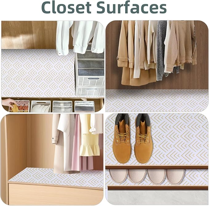 Shelf Liner for Kitchen Cabinets Non Adhesive Drawer Liner Gold Arrow Non-Slip Thickened Shelf Liner Paper Strong Easy to Clean for Tool Box Refrigerator with Knife and Tape Measure 12 inche x 10 feet - Image 8