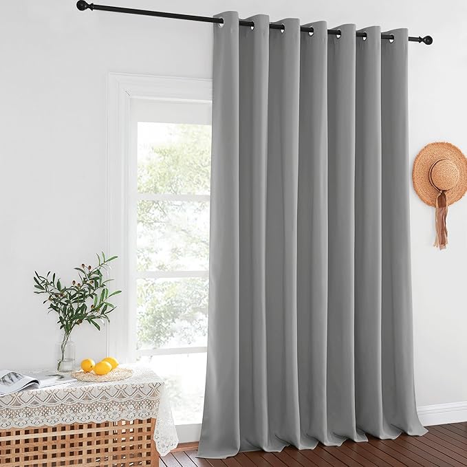 NICETOWN Blackout Curtains for Sliding Glass Door Room Divider Noise Reduce Curtain Panel Portable Window Screen Sliding Partition, W100 x L102 inches, 1 Panel, Silver Grey - Image 8