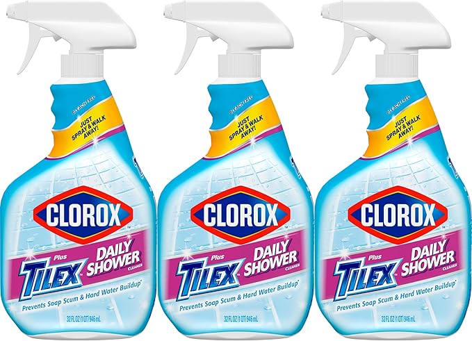Clorox Plus Tilex Daily Shower Cleaner, 32 Fluid Ounce Spray Bottle, Pack of 3 by Clorox