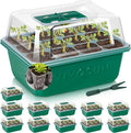 VIVOSUN 12-Pack Seed Starter Trays, 144-Cell Seed Starter Kit with Humidity Dome, Flat Reusable Plant Germination Trays with Drain Hole, Green Propagation Tray for Planting Seeds by VIVOSUN