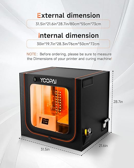 Multifunctional Large Resin 3D Printer Enclosure with Ventilation Kit LED Light, 3D Print Vented Enclosure Eliminate Odors Dustproof Isolate Noise Tent Cover Compatible with LCD Resin UV 3D Printer - Image 7