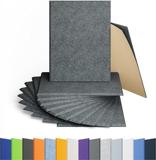 12 Pack Acoustic Panels Self Adhesive Sound Proof Foam, High Density Sound Acoustic Panel, 16X12X0.4 Inch 4:3 Rectangle Panels in Home, Office, Reccording Room, Studio (Moonlight Grey) by Amantech