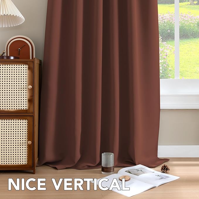 H.VERSAILTEX Blackout Curtains Thermal Insulated Window Treatment Panels Room Darkening Blackout Drapes for Living Room Back Tab/Rod Pocket Bedroom Draperies (2 Panels, Rust, 52 x 96 Inch) - Image 8