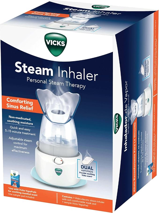 Vicks Personal Steam Inhaler for Targeted, Natural Steam Relief for Allergies, Congestion, Cough & Colds, and Sinus Irritation, Use with VapoPads - 1 Included - Image 7