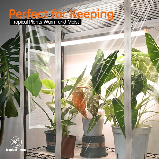 Bstrip Indoor Greenhouse with Grow Light, Mini Green House with 4 Pack 24W Full Spectrum Plant Lights with Timer, Plant Shelf with Tent for Indoor Plant, Seed Starting, Seed Tray, 35.4"x13.8"x59" - Image 9