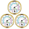 Weewooday 3 Pcs Indoor Outdoor Thermometer 2 in 1 Mini Home Temperature Humidity Hygrometer Monitor Gauge for Home Offices Wall(Gold,2.2 Inch) by Weewooday