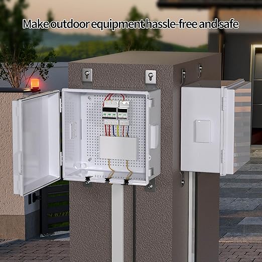 ABS Electrical Junction Box, Ventilated Design, Cable Grommets, IP65 Waterproof Enclosure, Indoor/Outdoor Use with Mounting Panel. (Grey Cover, 11.9"x11.9"x7") - Image 3