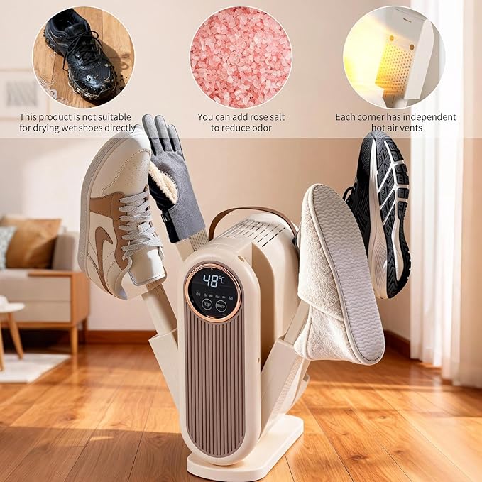 Boot and Shoe Dryer - Portable Handheld Dryer for Sneakers, Gloves and Socks, Fast Drying, Adjustable Timer, Energy Saving, Can Add Rose Salt to Help Reduce Odor - Image 2