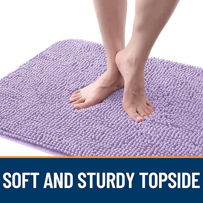 OLANLY Dog Door Mat for Muddy Paws 47x17, Absorbs Moisture and Dirt, Absorbent Non-Slip Washable Doormat, Quick Dry Chenille Mud Mat for Dogs, Entry Indoor Entryway Carpet for Inside Floor, Lavender - Image 4