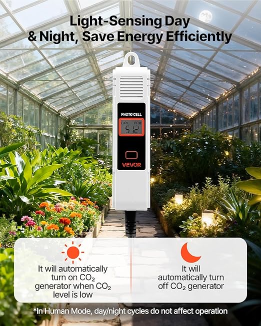 VEVOR Carbon Dioxide Monitoring Controller, Dual Outlets Carbon Dioxide Controller, CO2 Meter Monitor Day and Night Detection Feature, NDIR CO2 Sensor for Green House, Laboratories, Classrooms, Home - Image 4