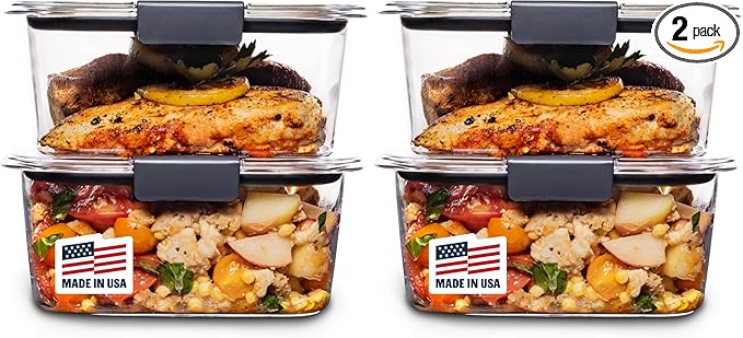 Rubbermaid Brilliance BPA-Free Food Storage Containers, Medium Deep, 4.7 Cup, Airtight & Leak-Proof, Microwave & Dishwasher Safe (Pack of 4) by Rubbermaid