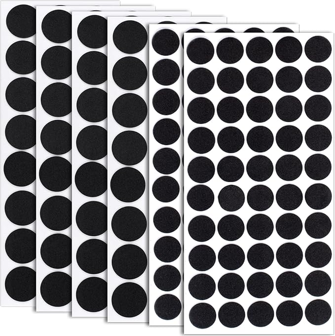 200 Pcs Small Felt Furniture Pads, Self-Adhesive EVA Foam Dot Circles, Round Felt Furniture Stickers for Desks Drawers Vases Photo Frames Cabinets Doors Candlesticks- Black, 2 Sizes by Unknown