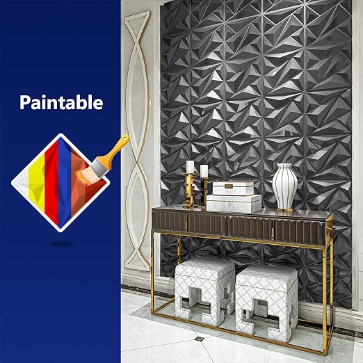 Art3dwallpanels 33 Pack 3D Wall Panel Diamond for Interior Wall Décor, PVC Textured Wall Panels, 12''x12'' Cover 32.Sq.Ft. Silver - Image 3