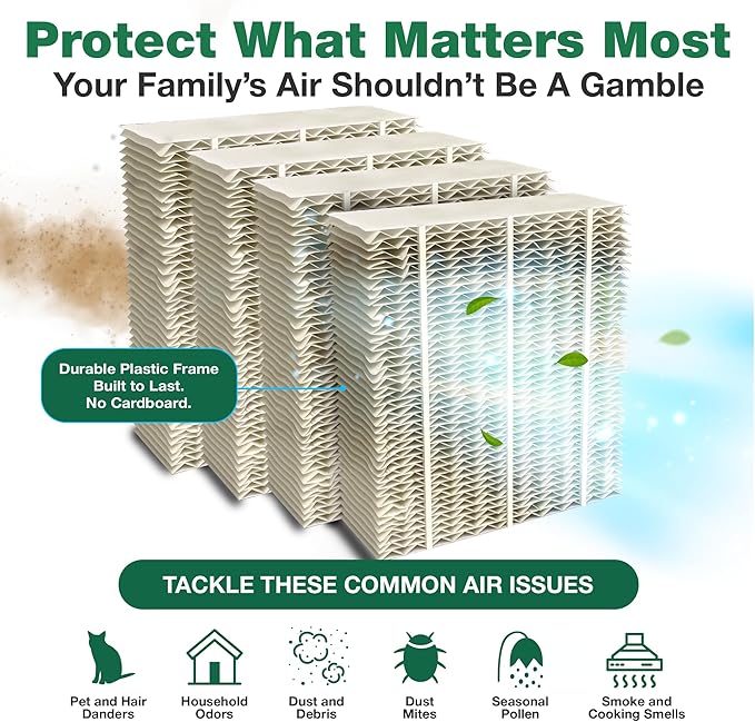 4 Replacement Humidifier Paper Wick Filters Compatible with Aircare 1043 EP9500,EP9700,EP9800,EP9R500,EP9R700,EP9R800, Essick 821000,826000,831000,SS390DWHT, Bemis Space Saver 800 8000 - (4 Pack) - Image 4