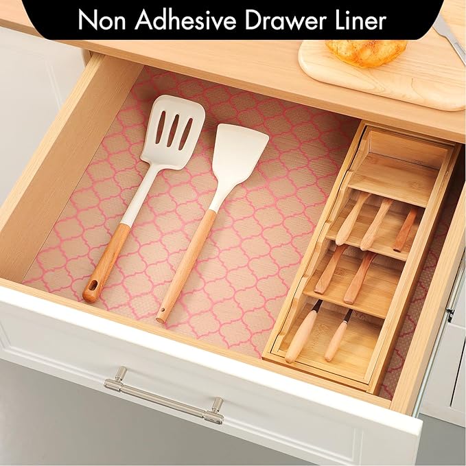 Cooyes Shelf Liner, Non Adhesive Drawer and Cabinet Liner, EVA Washable Oil-Proof Shelf Paper for Kitchen Cabinets, Refrigerator, Storage, Desks with Modern Pattern - Image 3