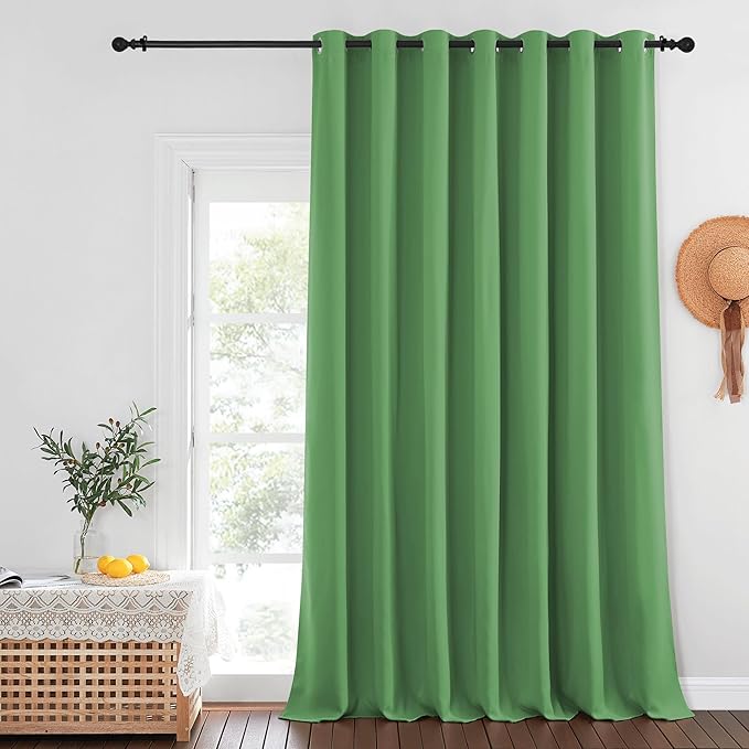 NICETOWN Patio Door Curtain Sound Blocking, Bedroom Privacy Room Divider Curtain, Thermal Insulated Blackout Closet Sliding Door Shade (1 Panel, 100" Wide x 120" Long, Froest Green) by NICETOWN