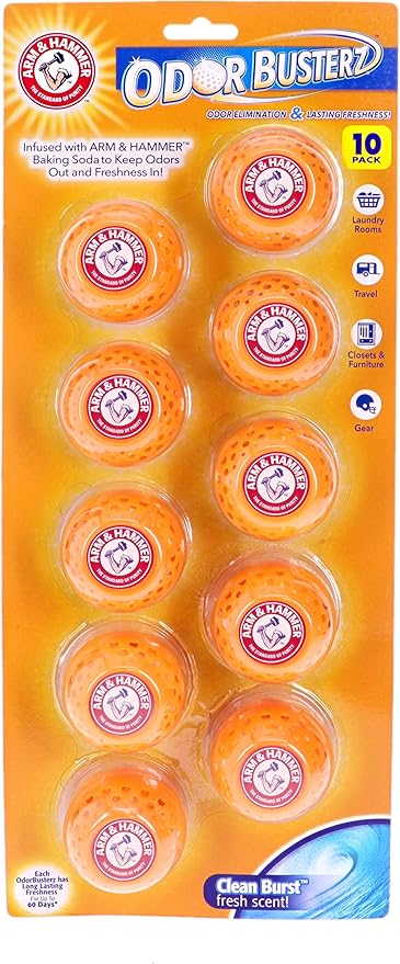 Arm & Hammer Odor Busterz Balls Air Freshener and Odor Eliminator, 10-Piece - Deodorizer, Carpet Fresh, Odor Remover, Pet Fresh by ARMHAMMER