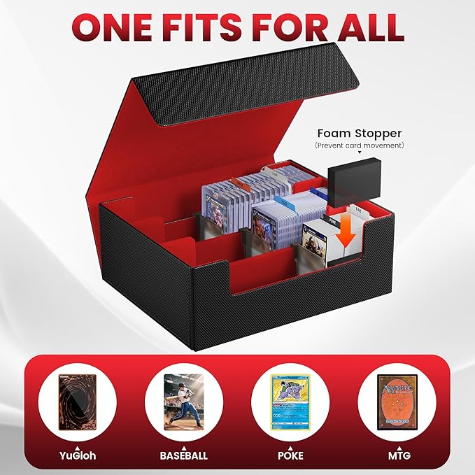 Card Storage Box For Trading Cards 1800+,Card Deck Box With 10 Dividers,6 Foam Stoppers,4 Supporters,Commander Deck Case Fit For Toploaders,MTG,YuGiOh,TCG and Magic Cards - Image 7