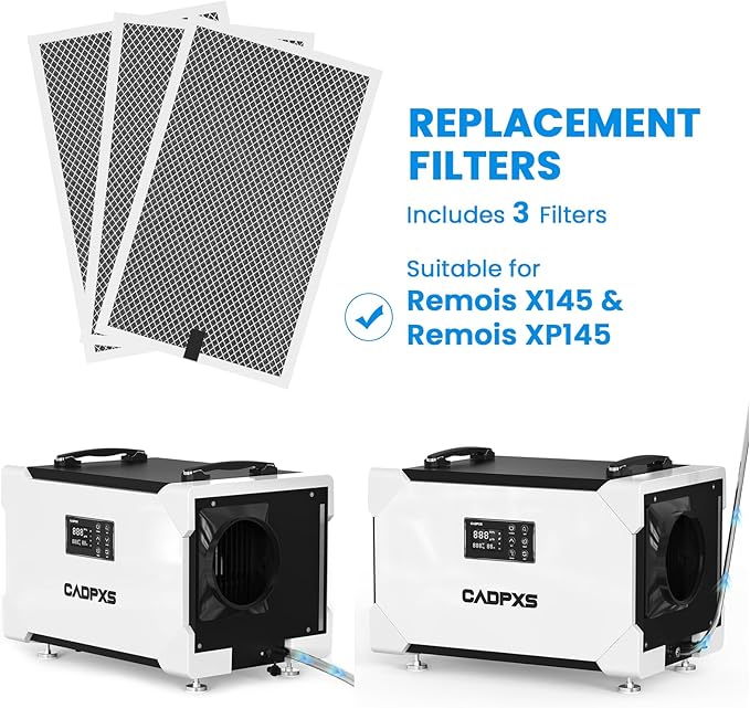 CADPXS Filter Replacement, Washable MERV-1 Filter Replacement Set for Crawl Spaces & Basement Dehumidifiers Remois X145/XP145 (3 PCS) - Image 2
