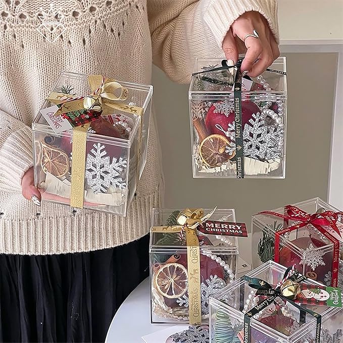 KissYou Large Acrylic Box With Lid Clear Display Boxes Acrylic Square Cube Jewelry Storage Contanier Home & Office Plastic Christmas Party Gift, Treats Boxes - Image 8