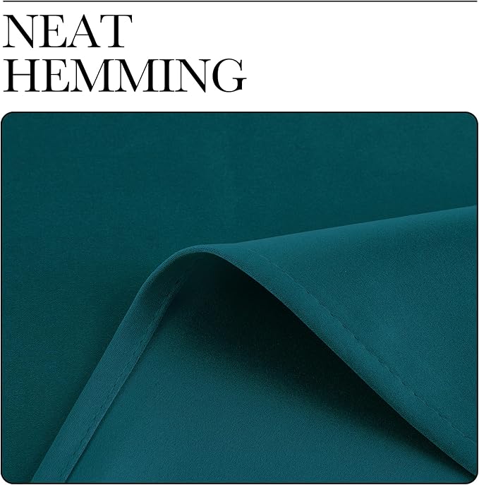 NICETOWN Teal Blackout Cafe Faux Silk Curtains for Small Windows, 42" Wide by 63" Long, 2 Panels, Rod Pocket Thermal Insulated Blackout Satin Drapes for Bedroom - Image 7