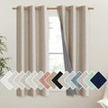 NICETOWN Oatmeal Vintage Open Linen Weave Flax Thermal Curtains, 100% Blackout Curtains 54" Long for Dining Room, Soundproof Window Treatment Drapes for Kitchen, 42" Wide Per Panel, Set of 2 by NICETOWN