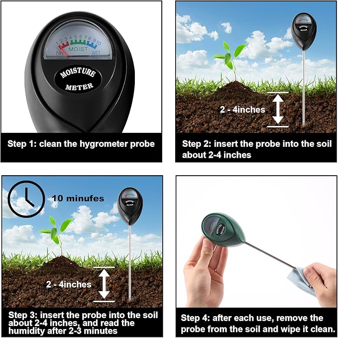 2 Packs Soil Moisture Meter, Plant Water Meter for House Plants, Soil Tester Test Kit Soil for Garden Lawn Farm Indoor & Outdoor Use, No Battery Required (Black & Green) - Image 5