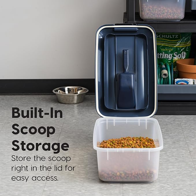IRIS USA WeatherPro Airtight Pet Food Storage Container, Up to 14 lbs, Dog Cat Bird and Other Pet Food Storage Bin Keep Pests Out Translucent Body BPA Free Stackable, 2 Pack, Navy - Image 4